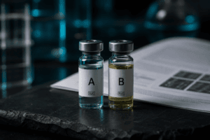 Two research-use-only vials for a literature comparison. Not for human use.